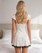Ruffle Flutter Sleeve Satin Bow Babydoll Mini Dress