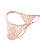 Men's Lace Floral G-String Thong Briefs - Skin