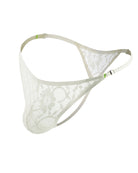 Men's Lace Floral G-String Thong Briefs - White