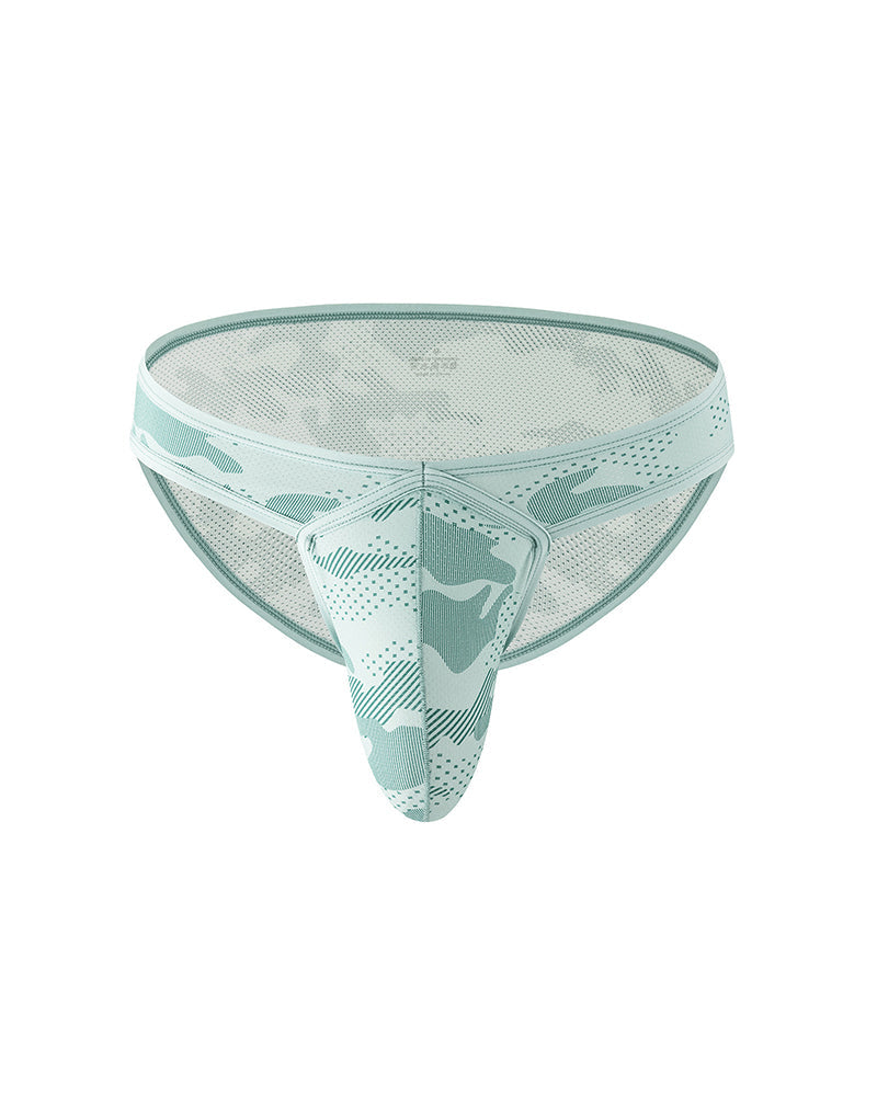 Men's Mesh Camo Print Low-Rise Briefs - Green