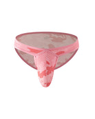 Men's Mesh Camo Print Low-Rise Briefs - Pink