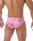 Men's Mesh Camo Print Low-Rise Briefs - Pink