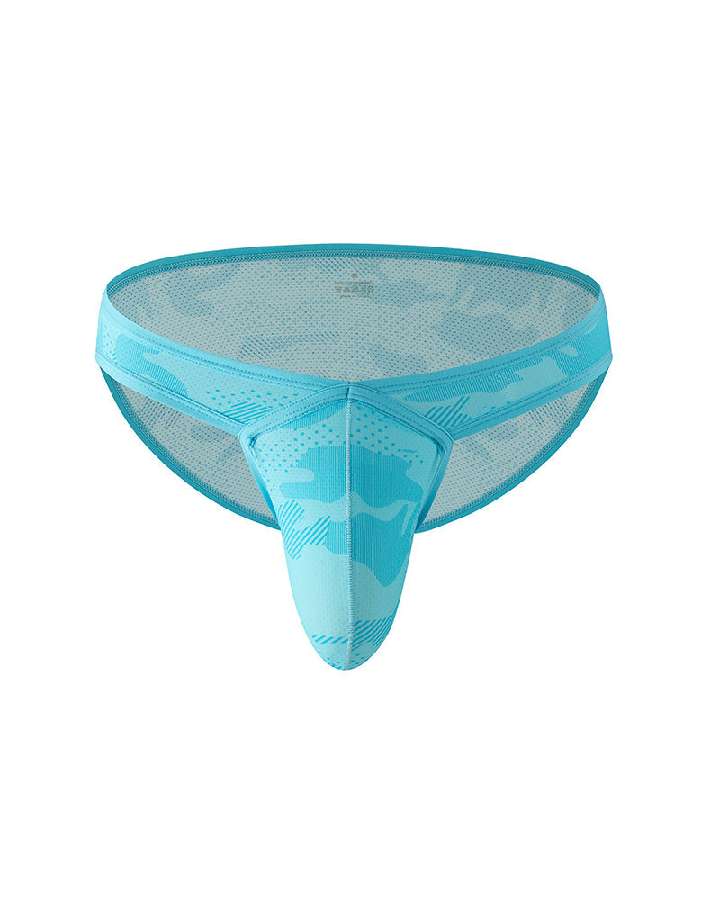 Men's Mesh Camo Print Low-Rise Briefs - Sky Blue