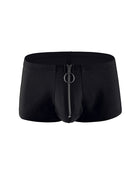 Men's Zip-Front Open Crotch Boxer Shorts - Black