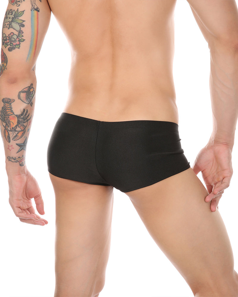 Men's Zip-Front Open Crotch Boxer Shorts - Black