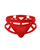 Men's O-Ring Cutout Double Band Briefs - Red
