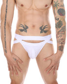 Men's O-Ring Cutout Double Band Briefs - White