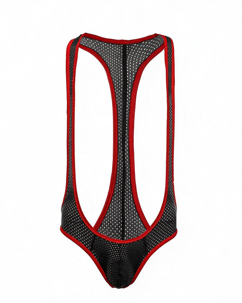 Men's Mesh Racerback Thong Bodysuit - Black