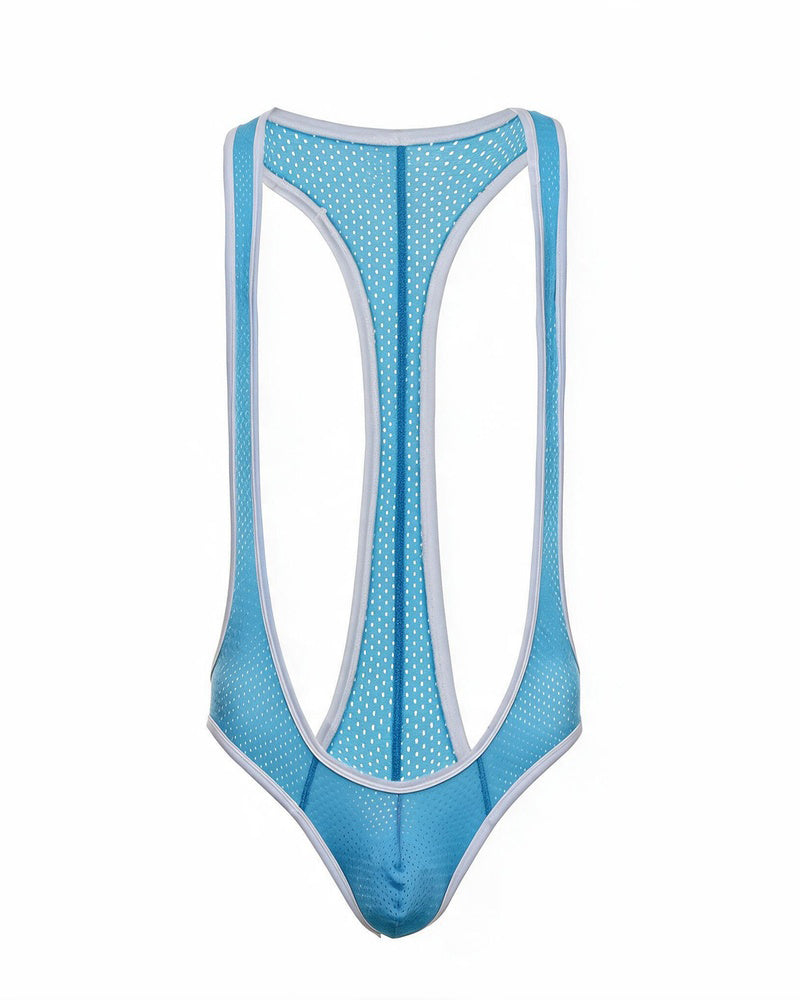 Men's Mesh Racerback Thong Bodysuit - Sky Blue