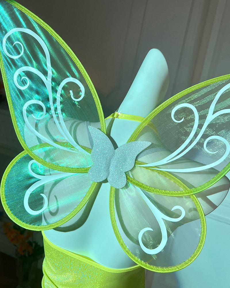 Avidlove Fairy Costume Shimmer Mini Dress with Butterfly Wings