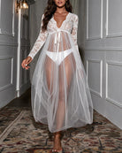 Avidlove Lace Long Sleeve Sheer Maxi Lingerie Dress