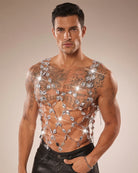Crystal Gem Chain Body Harness Top - Silver