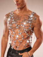 Crystal Gem Chain Body Harness Top - Silver