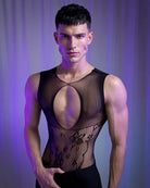 Mesh Lace Cutout Bodysuit - Style 1