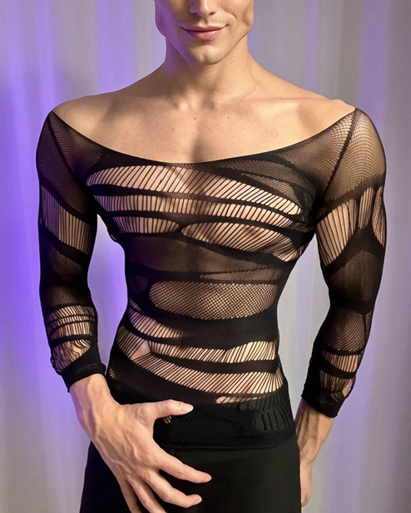 Mesh Lace Cutout Bodysuit - Style 3