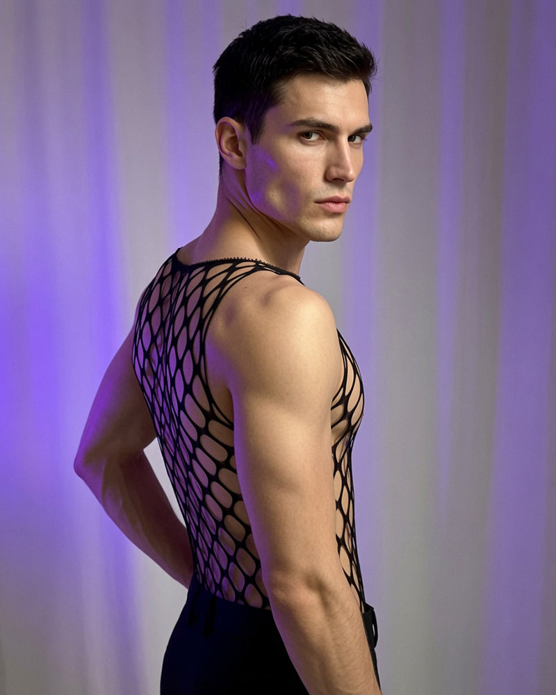 Mesh Lace Cutout Bodysuit - Style 2