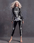 Skeleton Tattoo Print Full Body Catsuit Halloween Costume