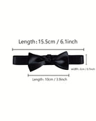 Black bow-collar thong set size chart with length and width measurements