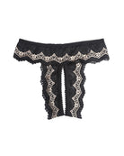 Lace Mesh Crotchless Thong Panty