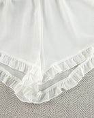 Sheer Ruffle Trim Cami and Shorts Set - White