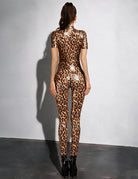 Patent Leather Zip Front Bodysuit Open Crotch Teddy