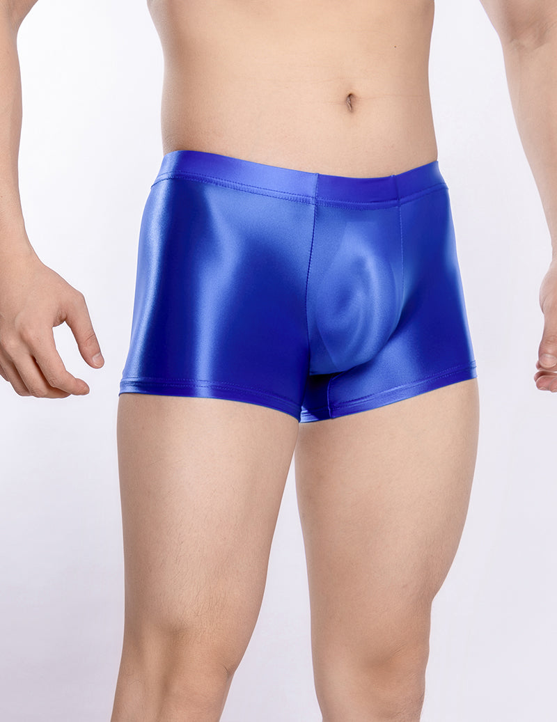 Men Shiny Transparent Boxer Briefs Low Rise U-Convex Pouch