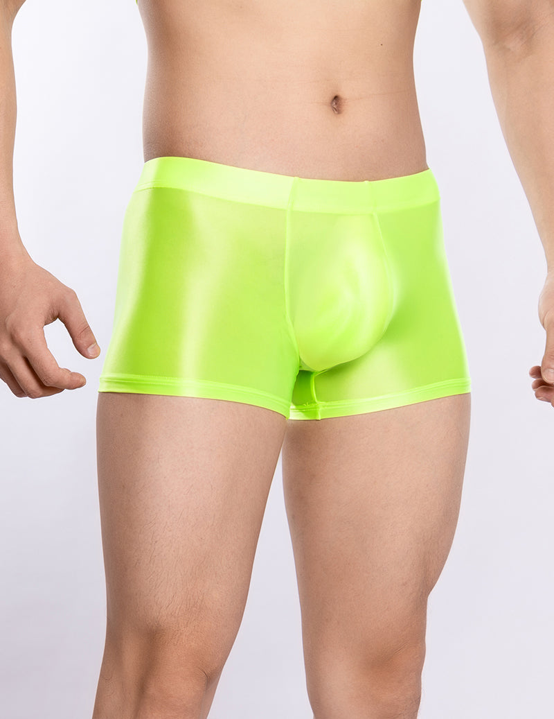 Men Shiny Transparent Boxer Briefs Low Rise U-Convex Pouch