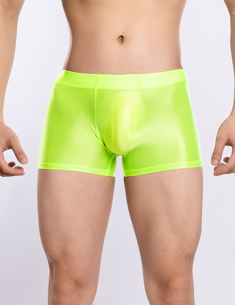 Men Shiny Transparent Boxer Briefs Low Rise U-Convex Pouch