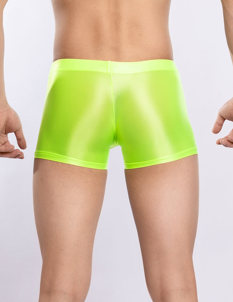 Men Shiny Transparent Boxer Briefs Low Rise U-Convex Pouch