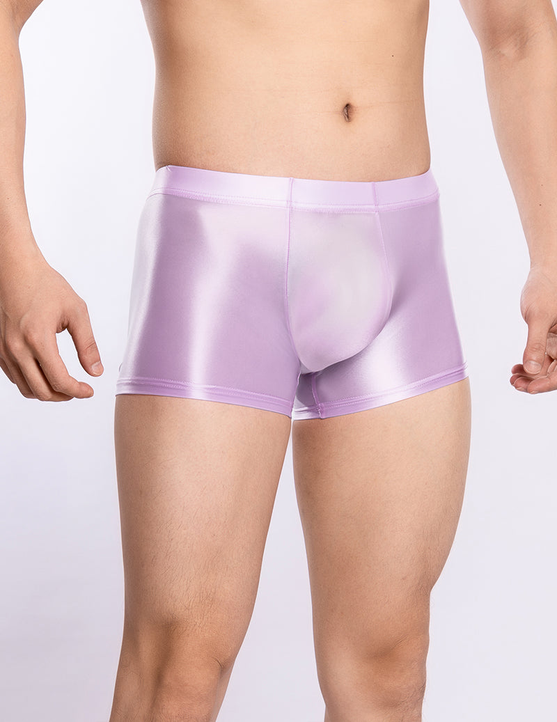 Men Shiny Transparent Boxer Briefs Low Rise U-Convex Pouch