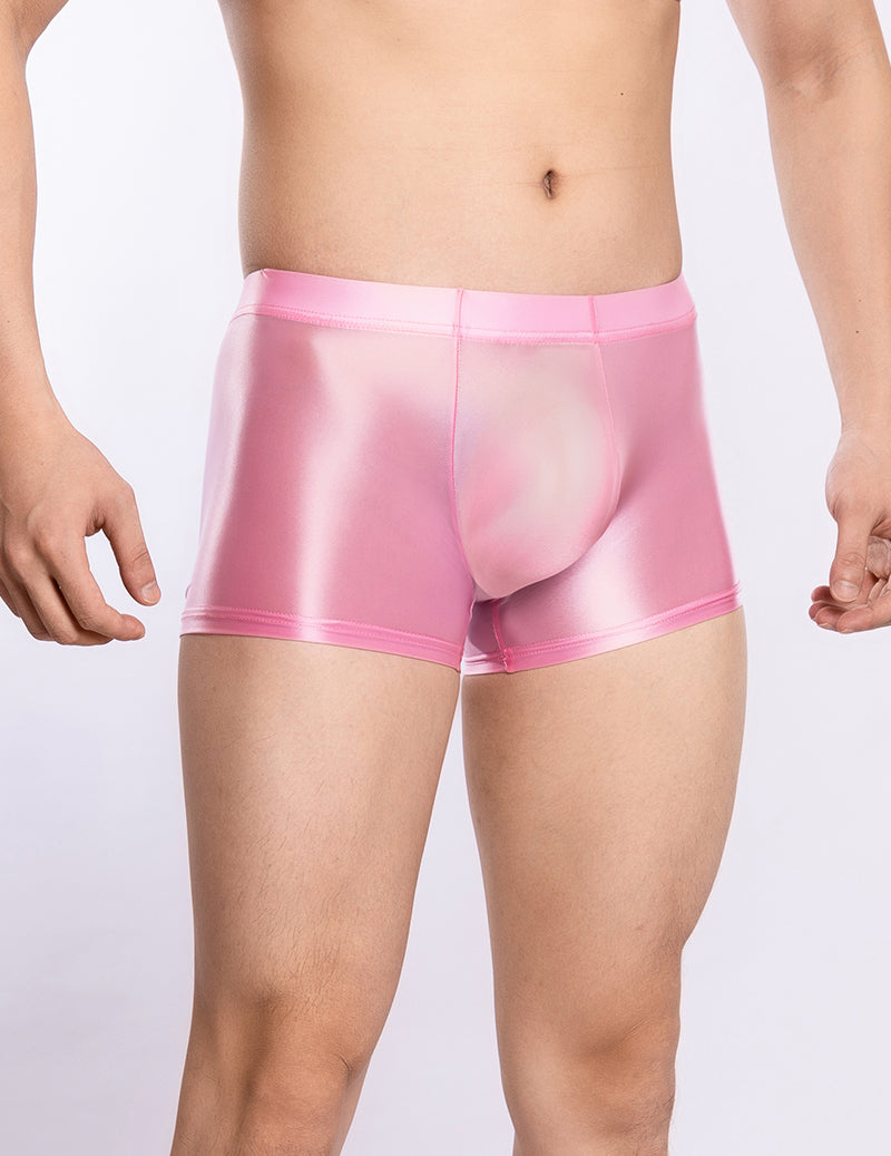 Men Shiny Transparent Boxer Briefs Low Rise U-Convex Pouch