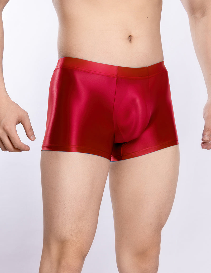 Men Shiny Transparent Boxer Briefs Low Rise U-Convex Pouch