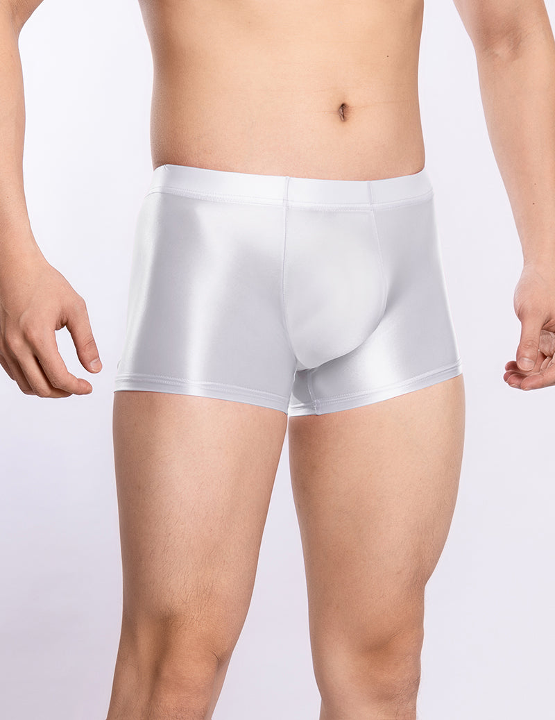 Men Shiny Transparent Boxer Briefs Low Rise U-Convex Pouch