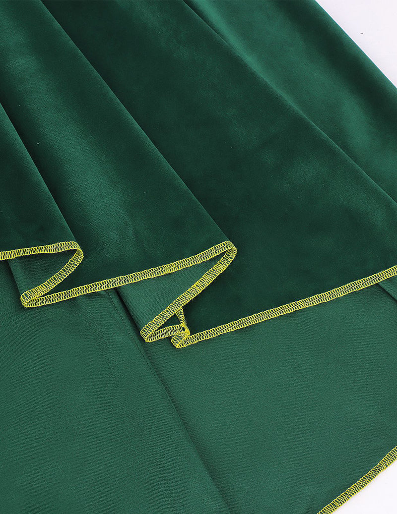 Medieval Gold Trim Velvet Cloak Cape - Green