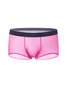 Men's ice-silk seamless boxer briefs, rose red, front view, sheer mesh panel