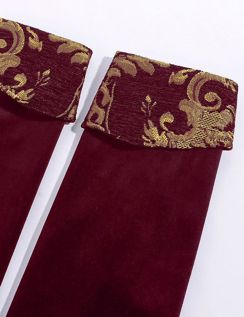 Men's dark red baroque frock coat cuff with gold embroidered pattern
