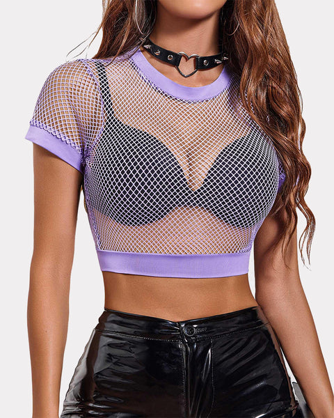 avidlove fishnet crop top for women short sleeve mesh bikini pullover shirt see through blouse
