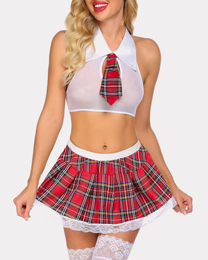 School Girl Costume Skirt Lingerie Set