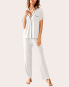 avidlove pajamas set notch collar soft sleepwear pjs short sleeve button down nightwear with long pants