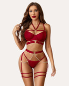 avidlove lingerie set for women sexy strappy 5 piece lingerie garter with underwire push up bra and chain