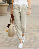 Loose Casual Drawstring Elastic Cotton And Linen Pants Sport Yoga Pant