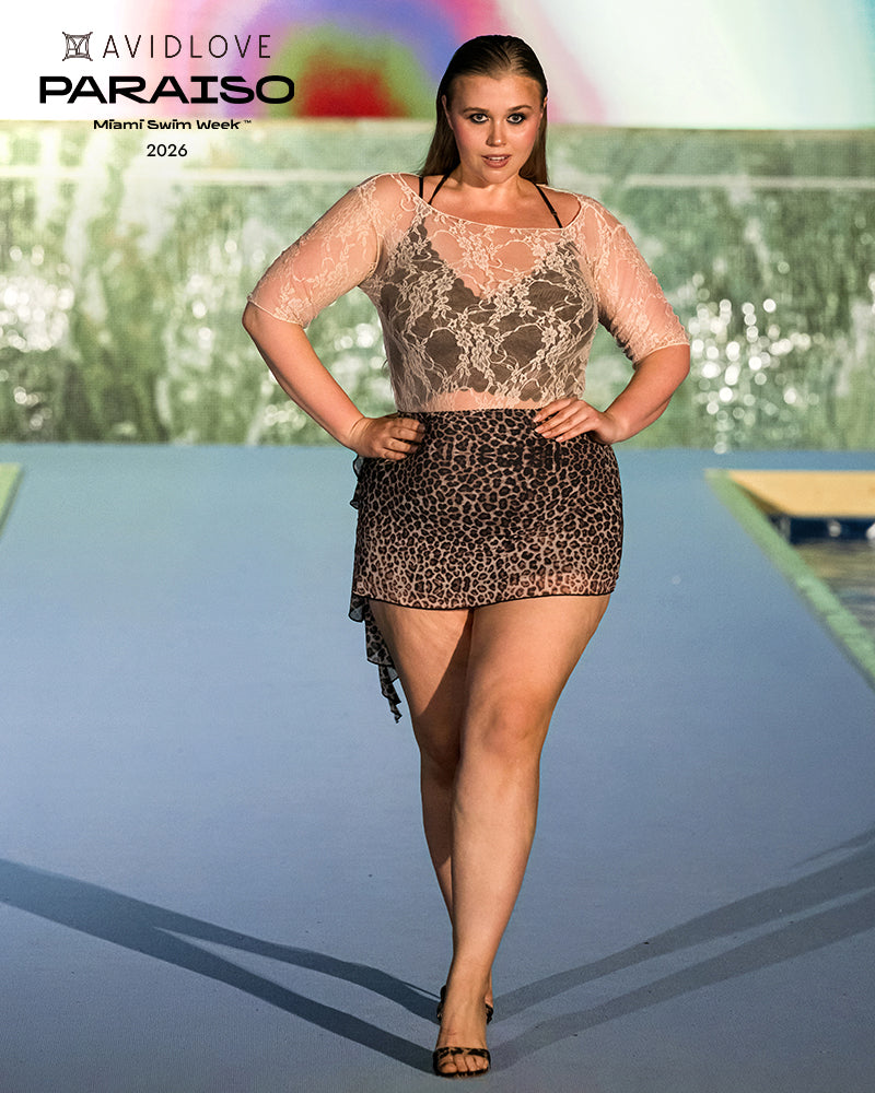 Leopard print micro mini layered mesh skirt