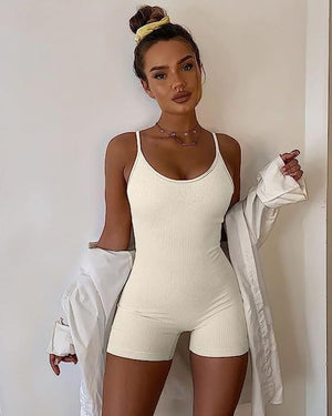 New Women's Yoga Rompers Ribbed Spaghetti Strap Exercise Romper One Piece  Jumpsuit Fitness Jumpsuits