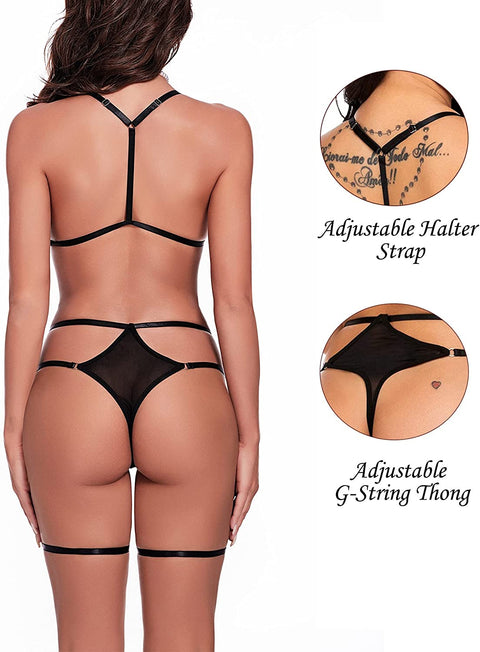 avidlove women lingerie set with garter belts sexy bra and panty strappy babydoll
