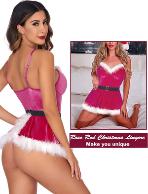 avidlove christmas lingerie for women sexy santa costume for women v neck velvet lingerie