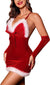 Avidlove Women's Christmas Dresses Bodycon Slip Velvet Dress Womens Red Santa Christmas Costumes
