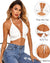 Avidlove Deep V Neck Tank Tops for Women Knot Tie Halter Backless Crop Tops Sexy Sleeveless Plunging Women Tops with Ring