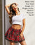 Avidlove Women Pleated Plaid Mini Skirt Sexy Lace Trim Tartan A-Line Lace Up Front Skirt for Schoolgirl