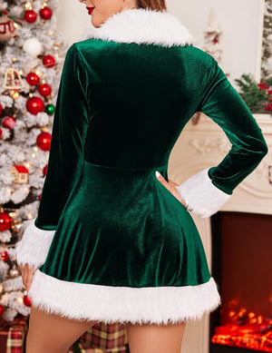 avidlove christmas lingerie for women santa costume sexy babydoll lingerie dress v neck velvet lingerie with hat