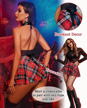 avidlove womens schoolgirl lingerie student cosplay sexy roleplay custumes snap crotch teddy plaid skirt lingerie set